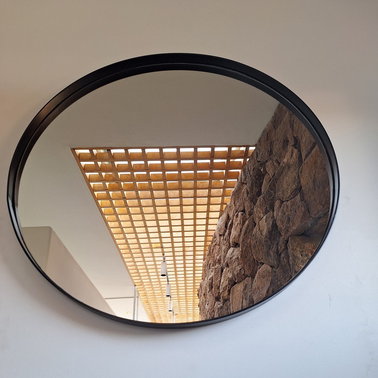 Espejo Redondo Pared - Modelo Negro 90cm