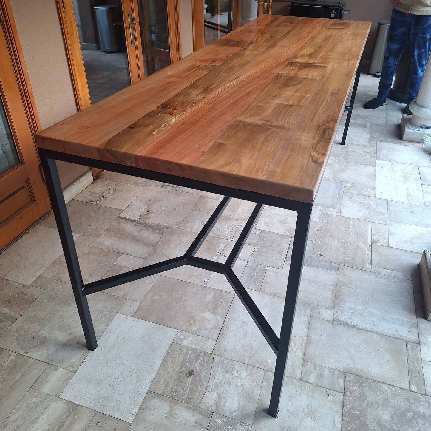 Mesa Alta de Terraza - Fierro y Roble - 200x80x90