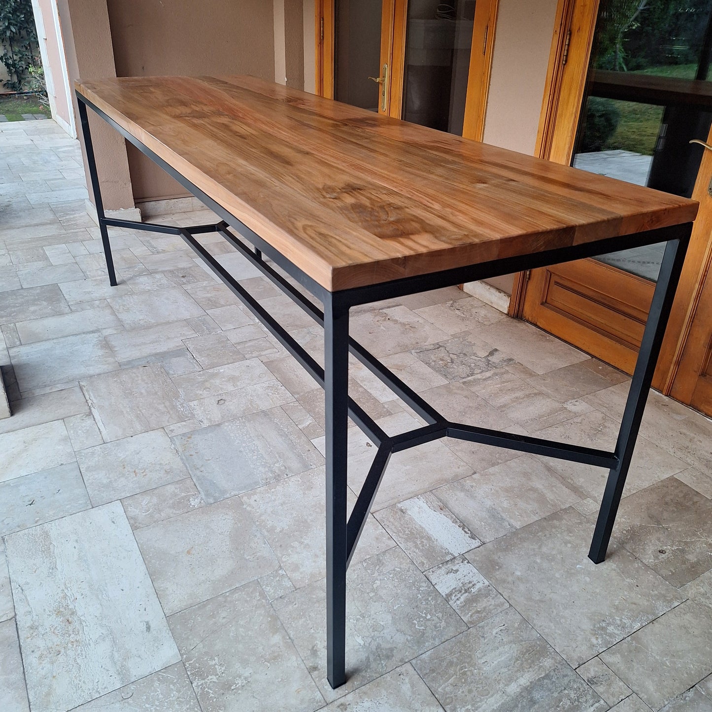 Mesa Alta de Terraza - Fierro y Roble - 200x80x90