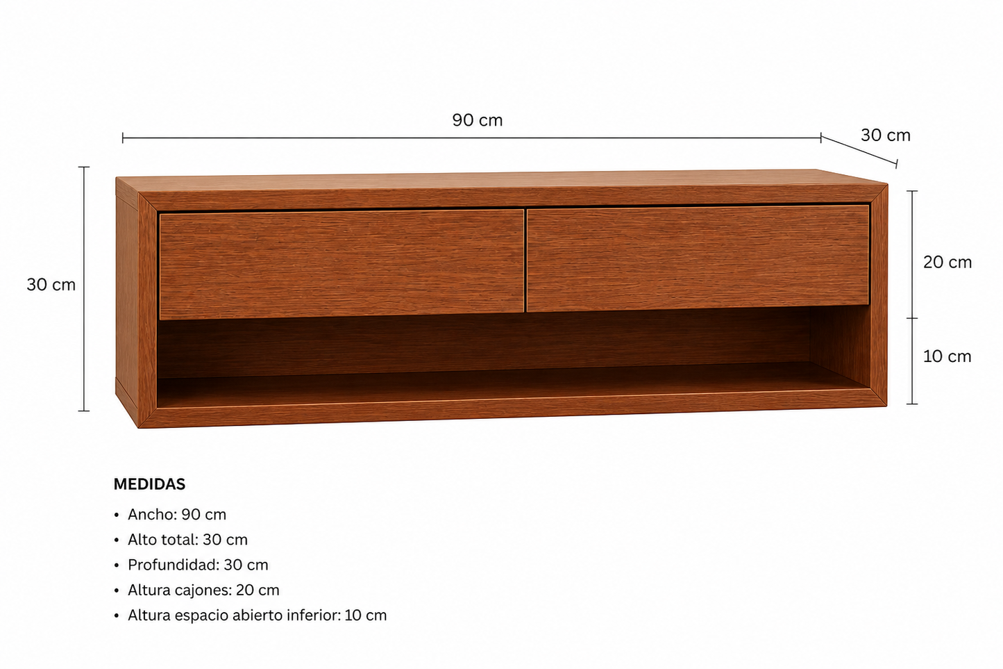 Arrimo Flotante Madera - Modelo Slim Roble