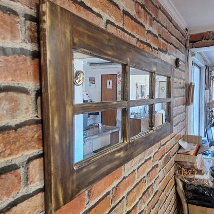 Espejo Pared Madera - Linea Retro Ventanal Oscuro