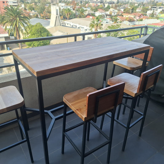 Mesa Alta de Terraza  - Fierro y Roble  - 150x70x90