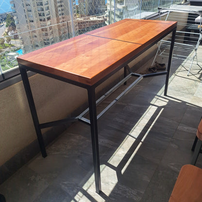 Mesa Alta de Terraza  - Fierro y Roble  - 150x70x90