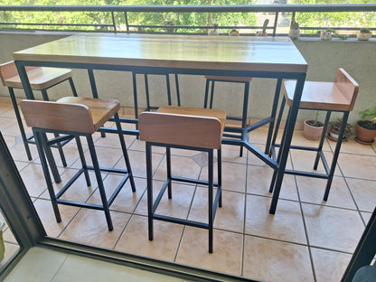 Mesa Alta de Terraza con 6 Pisos  - Fierro y Roble  - 180x70x95