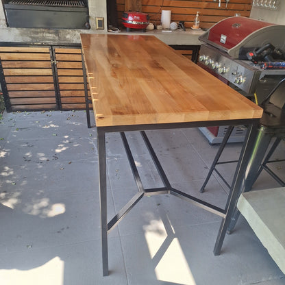 Mesa Alta de Terraza  - Fierro y Roble  - 180x70x95