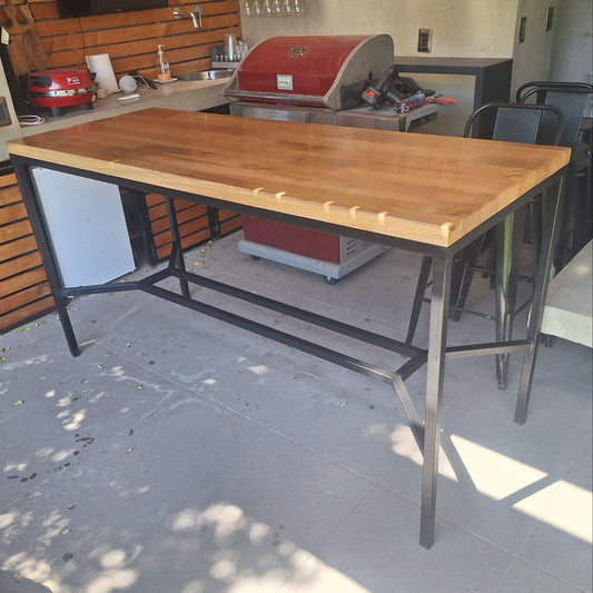 Mesa Alta de Terraza  - Fierro y Roble  - 180x70x95