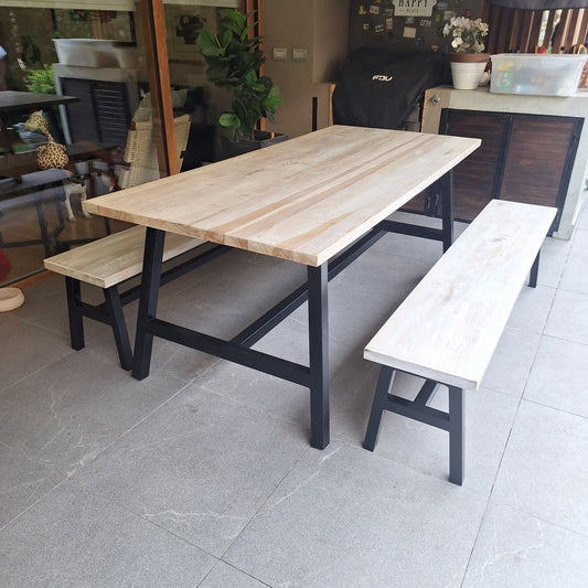 Mesa Comedor Terraza - Fierro Madera - 200x90x78