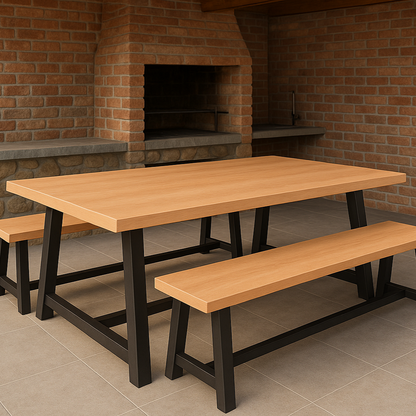Mesa Comedor Terraza - Fierro Madera - 200x90x78