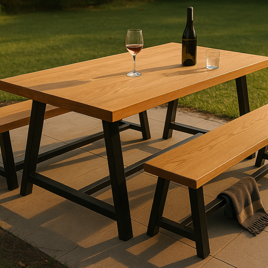 Mesa Comedor Terraza - Fierro Madera - 200x90x78