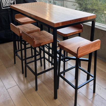 Mesa Alta de Terraza con 6 pisos - Fierro y Roble  - 150x70x95
