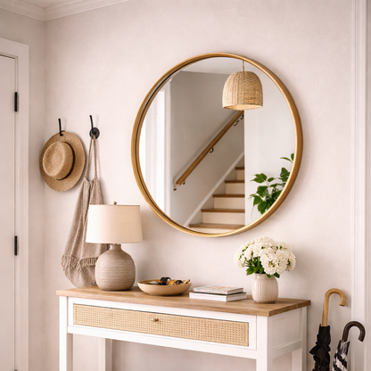 Espejo Redondo Pared - Modelo Fierro Dorado 60cm