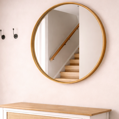 Espejo Redondo Pared - Modelo Fierro Dorado 60cm