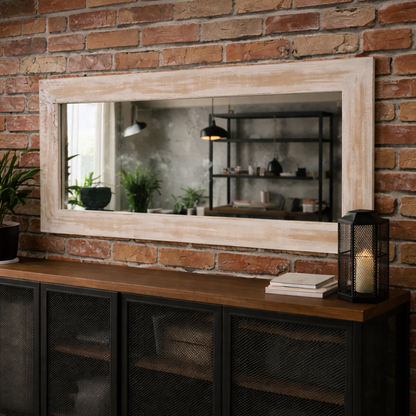 Espejo Pared Madera - Modelo Retro Blanco