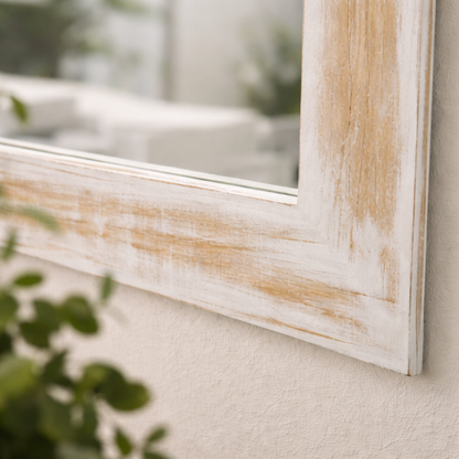 Espejo Pared Madera - Modelo Retro Blanco