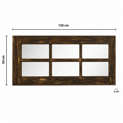 Espejo Pared Madera - Linea Retro Ventanal Oscuro