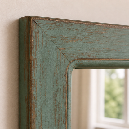 Espejo Pared Madera - Linea Ventanal Color Verde Agua