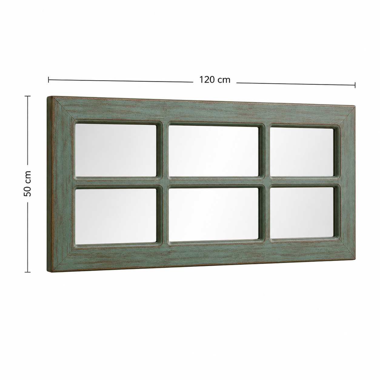 Espejo Pared Madera - Linea Ventanal Color Verde Agua